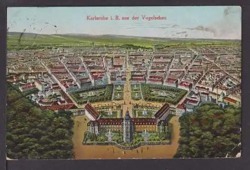 Ansichtskarte Karlsruhe Baden-Württemberg Vogelschau 1916 Auhagen Niedersachsen