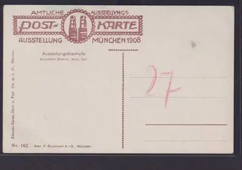 Ansichtskarte tolle Künstlerkarte Amtliche Ausstellungs Postkarte München 1908