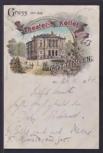 Ansichtskarte Vorläufer Litho AK Göttingen Niedersachsen Theater Keller nach