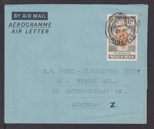 Flugpost airmail Nigeria Afrika Ganzsache Aerogramm Amsterdam Niederlande