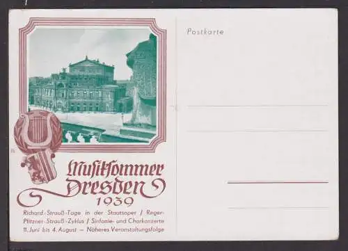 Musik Ansichtskarte Dresden Sachsen Musiksommer Dresden 1939