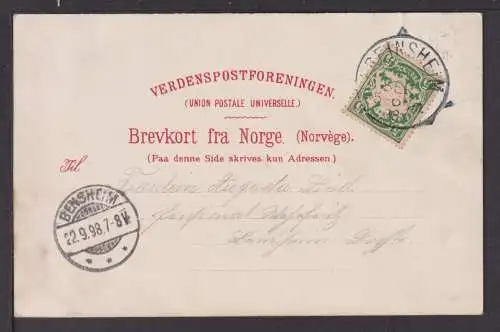 Ansichtskarte Balholm Norwegen 1898 Bensheim Hessen