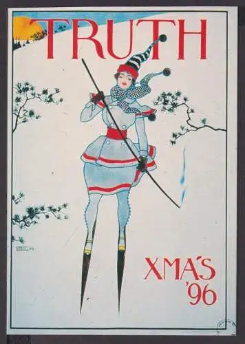 Jugendstil Art Nouveau Künstler Ansichtskarte Truth XMAS 96 Sports 1900