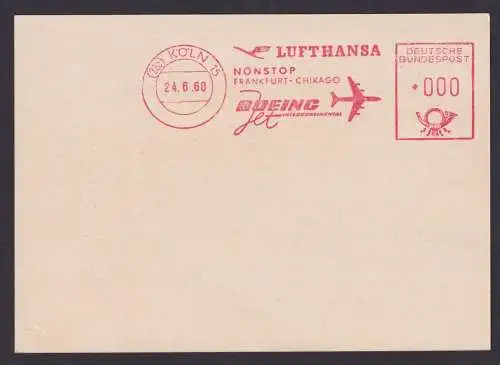 Flugpost Brief Air Mail Bundesrepublik Lufthansa Freistempler Boeing Chicago 60