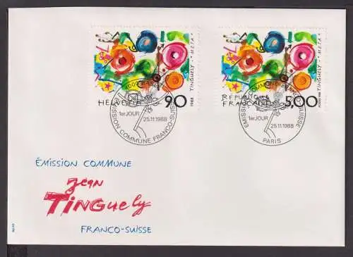 Briefmarken Schweiz Frankreich Europa Brief 1988 Jean Tinguely