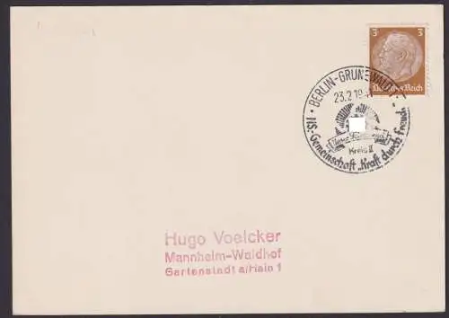 Postkarte Deutsches Reich Berlin Grünewald SST NS Gemeinschaft K.d.F. Mannheim