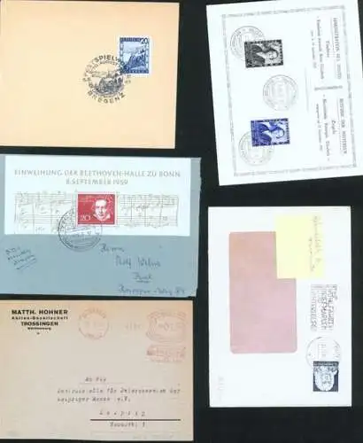 Sammlung Musik inter. Lot von 16 alten Briefen und Ganzsachen Stempel