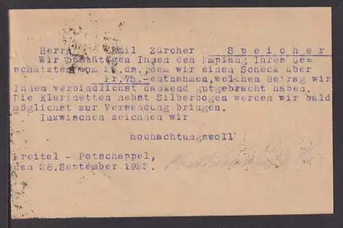 Deutsches Reich Infla Auslands Karte Pottschappel Sachsen 1923 Speicher Schweiz
