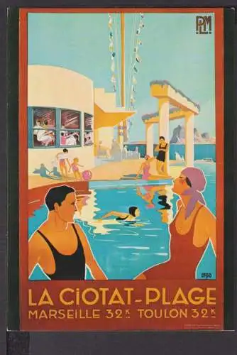 Art Deco Reklame Künstler Ansichtskarte La Ciotat-Plage Marseille Toulon