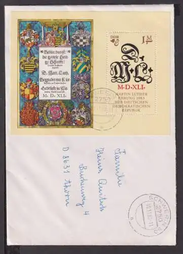 Briefmarken DDR Europa Brief Block 1983 Martin Luther Ehrung