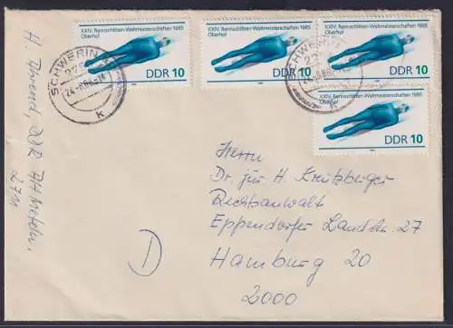 Sport Brief DDR Rennrodel Weltmeisterschaft Wintersport 4x 2923 Schwerin nach