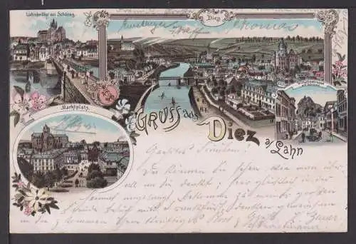 Ansichtskarte Diez Rheinland-Pfalz Litho Gruss aus Diez div Ansichten Frankfurt