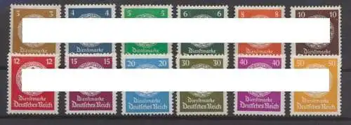 Deutsches Reich Dienst 132-143 Luxus postfrisch MNH Kat-Wert 50,00