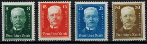 Deutsches Reich 403-406 Nothilfe 1927 Hindenburg Luxus postfrisch MNH Kat 120,00