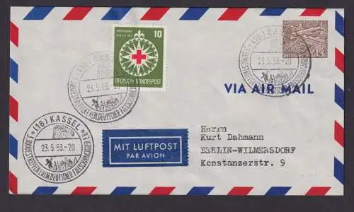 Flugpost Brief Air Mail Berlin Privatganzsache Bauten + ZuF Bund Dunant Kassel