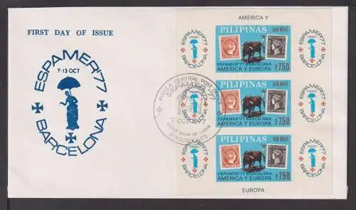 Briefmarken Philippinen Übersee Brief Block 1977 ESPAMER Philatelie Briefmarken