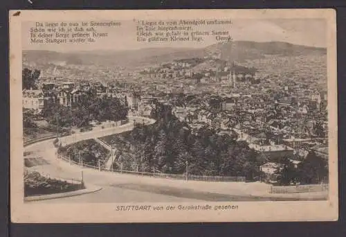 Ansichtskarte Stuttgart Baden-Württemberg 1918 von der Gerokstraße gesehen