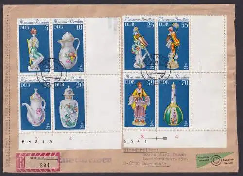 Gezähntes Leerfeld Briefmarken DDR Zusammendruck R Brief Meissener Porzellan