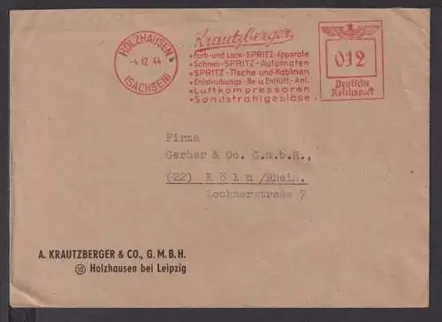 Holzhausen Sachsen Deutsches Reich AFS Absenderfreistempel Reklame Krautzberger