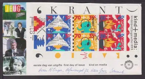 Briefmarken Niederlande Europa Brief Block 1993 Kinderpost Zegelactie