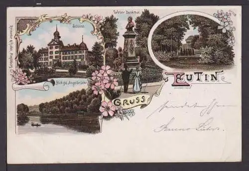 Ansichtskarte Eutin Schleswig-Holstein Litho 1898 div Ansichten Altona Hamburg