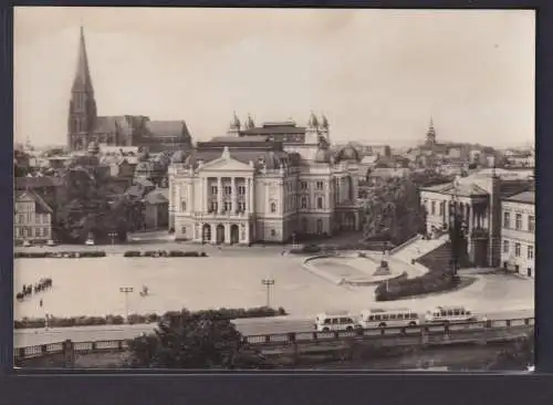 Ansichtskarte Schwerin Stadttheater Staatl. Museum Dom Autobusse Mecklenburg