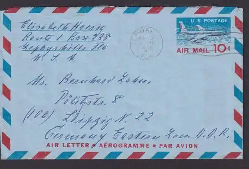 Flugpost Brief Air Mail USA Gansache Flugzeug Zephyrhills Florida Leipzig 1960