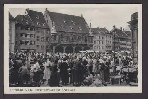 Ansichtskarte Freiburg Breisgau Baden-Württemberg Münsterplatz mit Kaufhaus