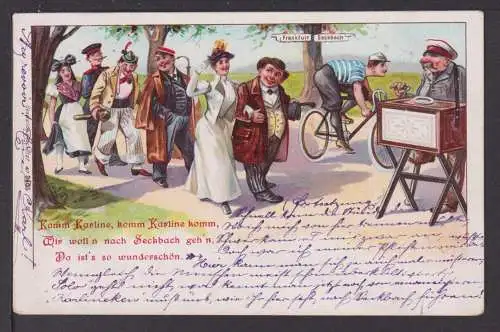 Ansichtskarte Frankfurt Seckbach Litho Darstellung Partie nach Seckbach mit Lied