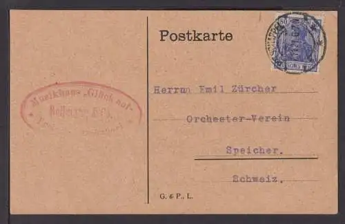 Deutsches Reich Infla Auslands Karte Pottschappel Sachsen 1921 Speicher Schweiz