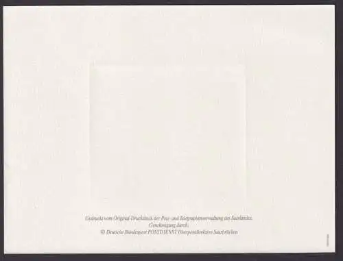 Saarland Saarbrücken Abzug Original Druckstock Tag d Briefmarke IBASA Philatelie