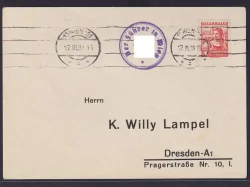 Ostmark Österreich Deutsches Reich Sonderstempel Der Führer in Wien Dresden