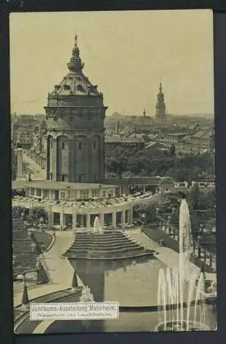 Ansichtskarte Mannheim Baden-Württemberg Wasserturm Leuchtfontaine 1907