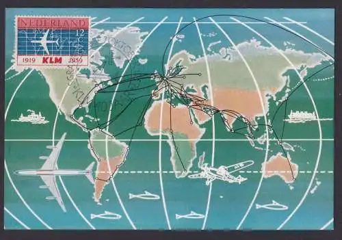 Flugpost Brief Air Mail Niederlande 40 Jahre KLM Maximumkarte 1959