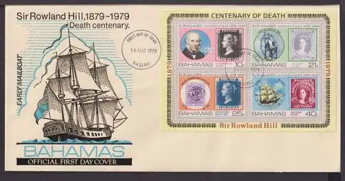 Briefmarken Bahamas Übersee Brief Block 1970 Sir Rowland Hill 100. Todestag