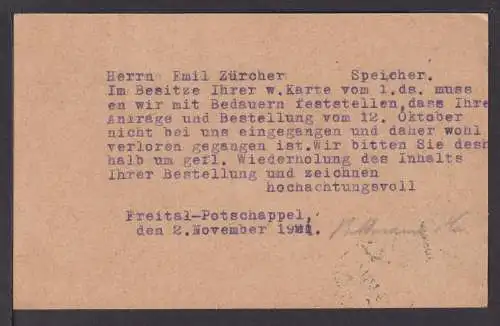 Deutsches Reich Infla Auslands Karte Pottschappel Sachsen 1921 Speicher Schweiz