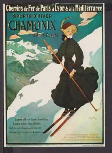 Jugendstil Art Nouveau Künstler Ansichtskarte Chamonix Mont Blanc Sports d Hiver