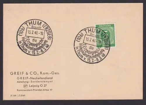 Briefmarken All. Besetzung Gemeinschaft SST Thum Volkskunst Ausstellung 1946