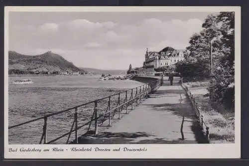 Ansichtskarte Bad Godesberg Rhein Fluss Rheinhotel Dreesen Drachenfels Flußweg