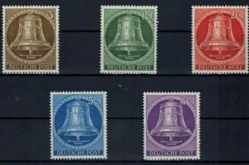 Berlin 101-105 Glocke Mitte 1953 tadellos postfrisch MNH Kat-Wert 90,00