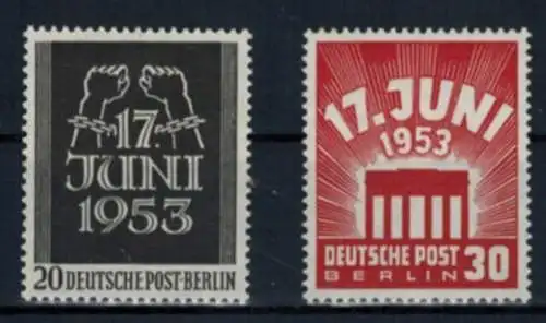 Berlin 110-111 Volksaufstand 17. Juni Luxus postfrisch MNH 1953 Kat.-Wert 50,00