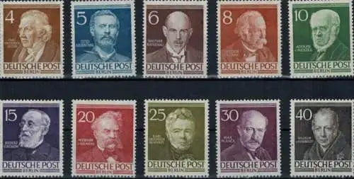 Berlin Männer der Geschichte 91-100 Luxus postfrisch MNH 1952 Kat.-Wert 130,00