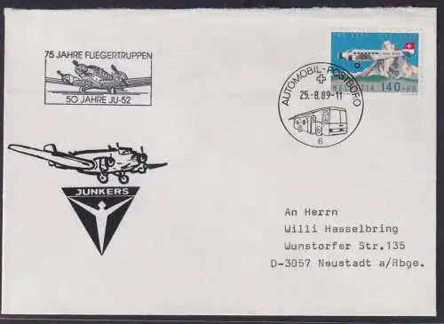 Flugpost Schweiz Brief EF Fliegertruppen Automobil Postbüro Militaria Junkers