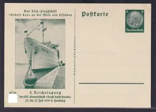 Deutsches Reich Propaganda Ganzsache KDF Flagschiff Schiffe 5. Reichstagung