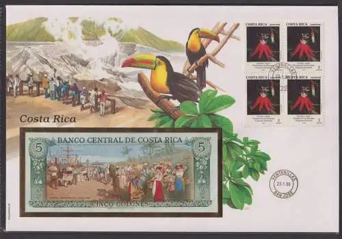 Geldschein Banknote Banknotenbrief Costa Rica Amerika exotisches Motiv