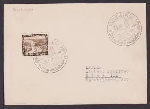 Philatelie Karte Halle Sachsen-Anhalt EF WHW 1937 SST 1. Briefmarken Ausstellung