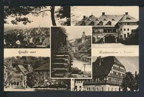 Ansichtskarte Hartenstein Erzgebirge Sachsen Schloß Stein Markt Pulsnitz