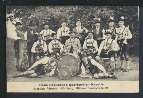 Musik Ansichtskarte Künstler Hans Gerhardt Oberlandler Kapelle Nürnberg Bayern