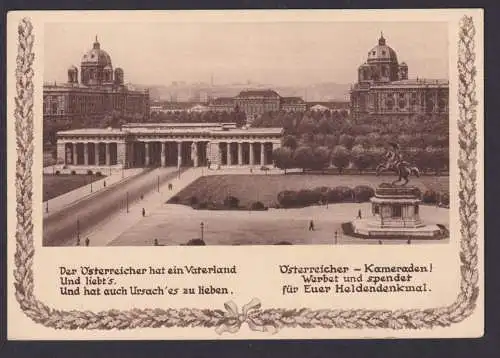 Österreich Kameraden Heldendenkmal Wien 1934 gute Anlasskarte VII Stiftskaserne