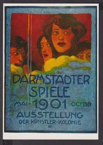 Jugendstil Art Nouveau Künstler Ansichtskarte Darmstädter Spiele Ausstellung